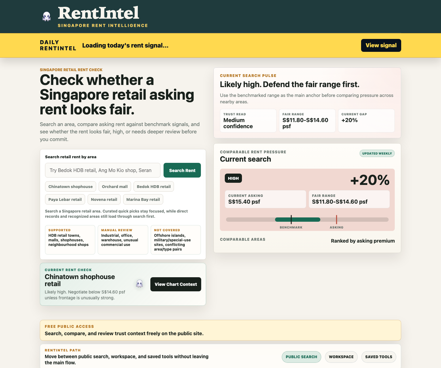 RentIntel live public rent check screenshot